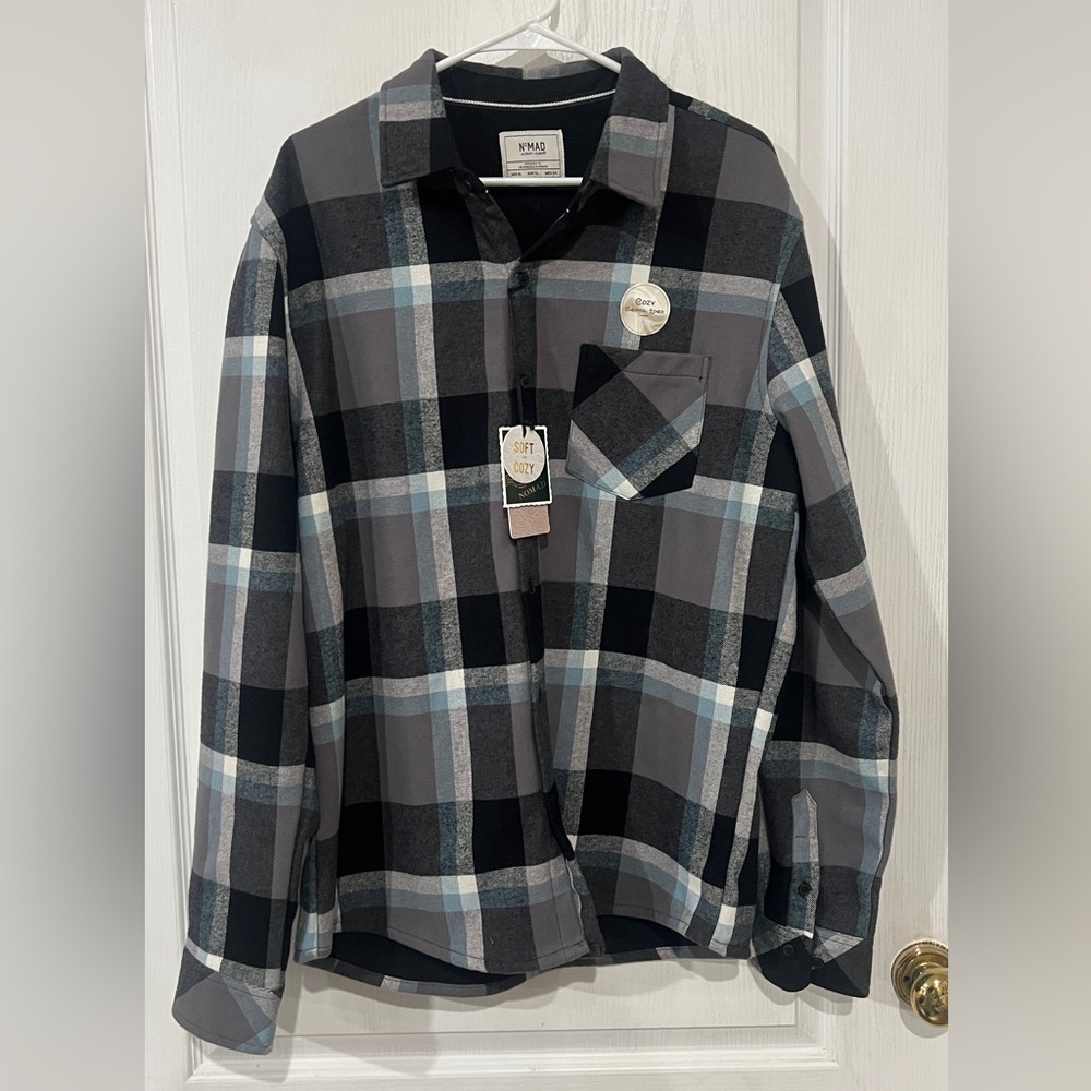 NWT Nomad Men's Gray Plaid Shirt